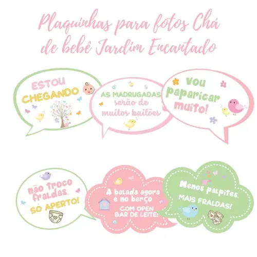 Kit Plaquinhas Chá de Bebê Jardim Encantado (arquivo Pdf)