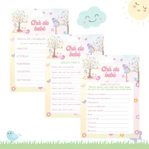 Kit Brincadeiras Chá de Bebê Jardim Encantado