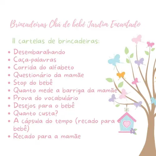 Kit Brincadeiras Chá de Bebê Jardim Encantado