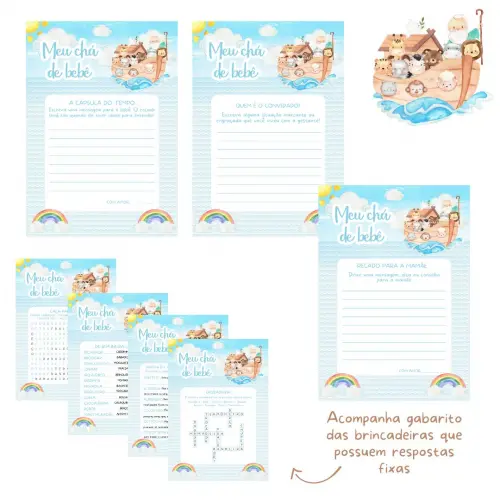 Kit Brincadeiras Chá de Bebê Arca de Noé -pdf