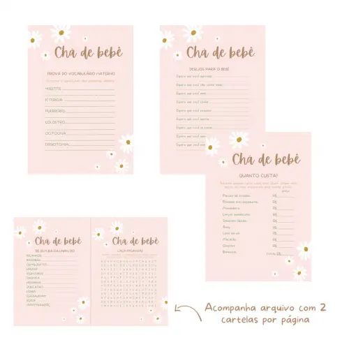 Kit Brincadeiras Chá de Bebê Margaridas (pdf)