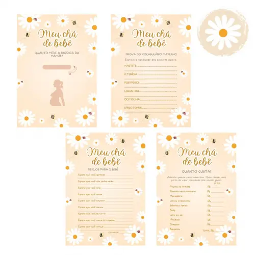 Kit Brincadeiras Chá de Bebê Margaridas -pdf