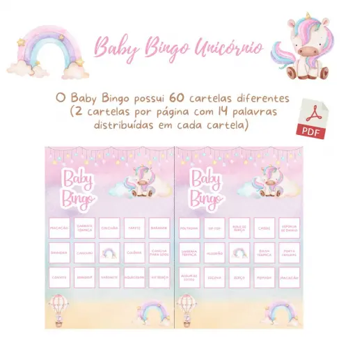 Baby Bingo Unicórnio (60 Cartelas) pdf