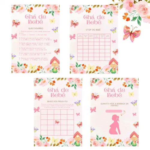 Kit Brincadeiras Chá de Bebê Jardim das Borboletas -pdf