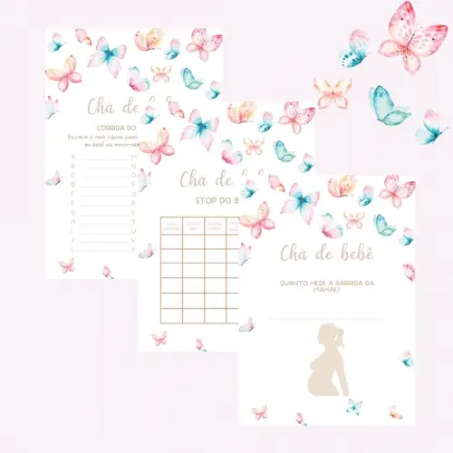 Kit Brincadeiras Chá de Bebê Borboletas (pdf)