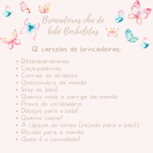 Kit Brincadeiras Chá de Bebê Borboletas (pdf)