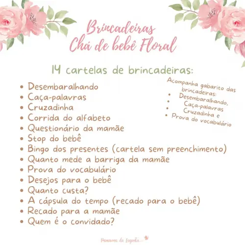 Kit Brincadeiras Chá de Bebê Floral (pdf)