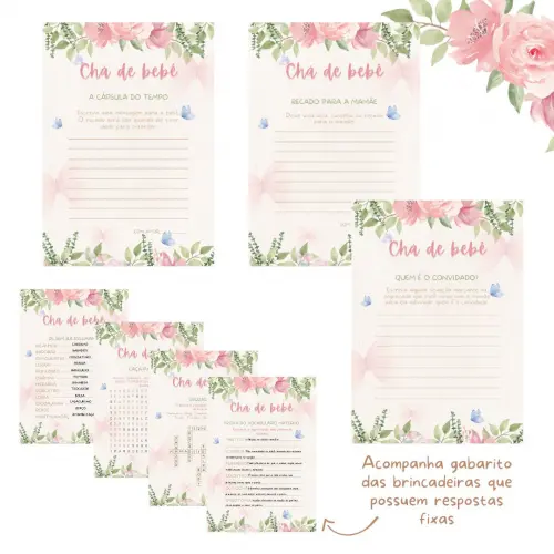 Kit Brincadeiras Chá de Bebê Floral (pdf)