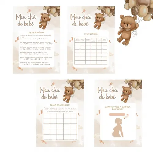 Kit Brincadeiras Chá de Bebê Ursinho Balões -pdf
