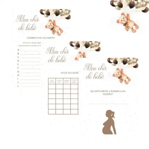 Kit Brincadeiras Chá de Bebê - Ursinho Balões 3