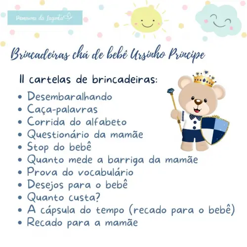Kit Brincadeiras Chá de Bebê Ursinho Príncipe (pdf)