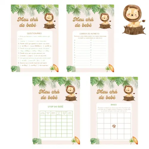 Kit Brincadeiras Chá de Bebê Leãozinho -pdf