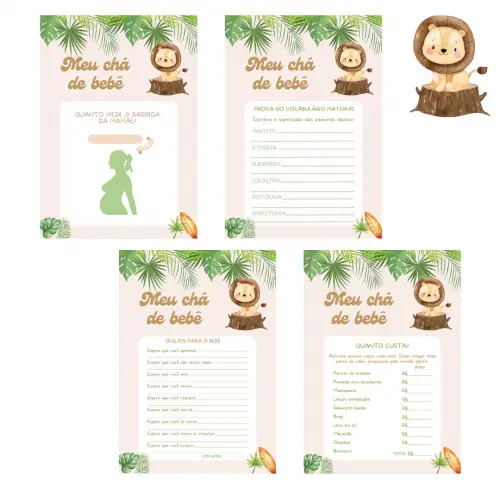 Kit Brincadeiras Chá de Bebê Leãozinho -pdf