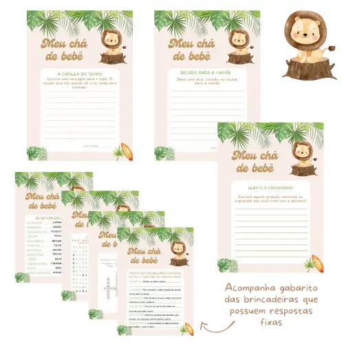 Kit Brincadeiras Chá de Bebê Leãozinho -pdf