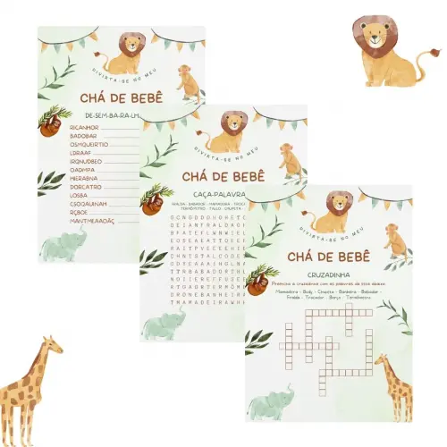 Kit brincadeiras Chá de bebê Safári (PDF)