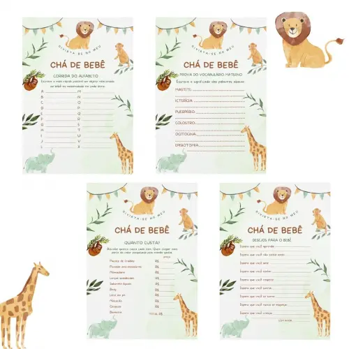 Kit brincadeiras Chá de bebê Safári (PDF)