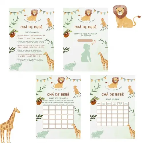 Kit brincadeiras Chá de bebê Safári (PDF)