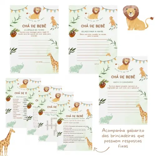 Kit brincadeiras Chá de bebê Safári (PDF)