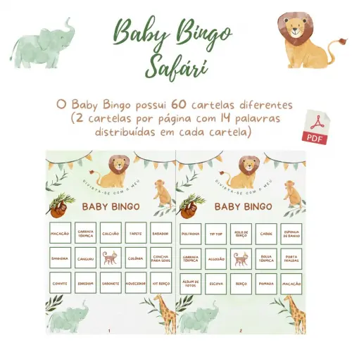 Baby Bingo Safári - 60 cartelas (PDF)