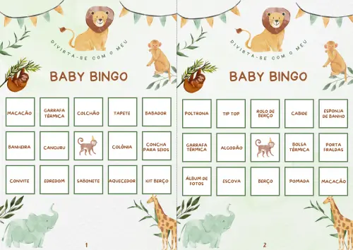 Baby Bingo Safári - 60 cartelas (PDF)
