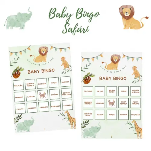 Baby Bingo Safári - 60 cartelas (PDF)