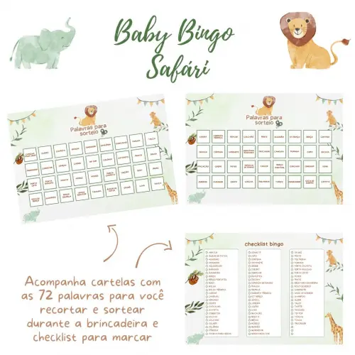 Baby Bingo Safári - 60 cartelas (PDF)