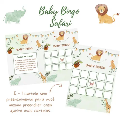 Baby Bingo Safári - 60 cartelas (PDF)