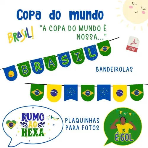 Copa do mundo 2026: bandeirolas e plaquinhas para fotos (PDF)
