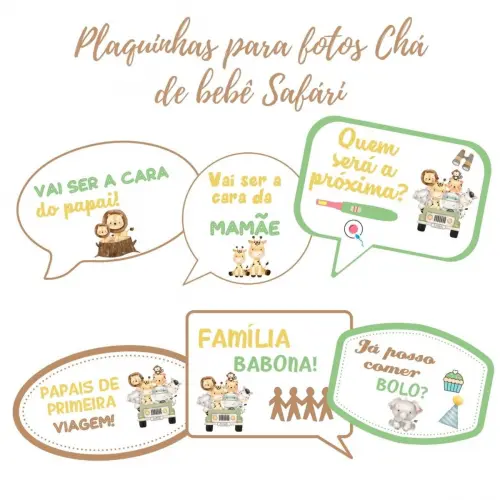 Kit Plaquinhas Chá de Bebê Safári (arquivo Pdf)