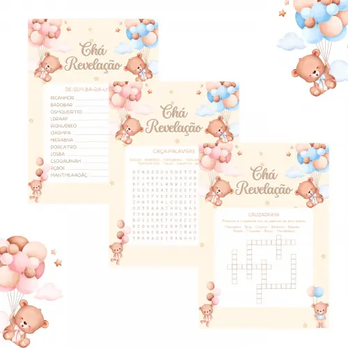Kit Brincadeiras Chá de Bebê Revelação Ursinhos Cute (pdf)