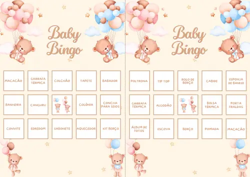Baby Bingo Revelação Ursinhos Cute - 60 cartelas