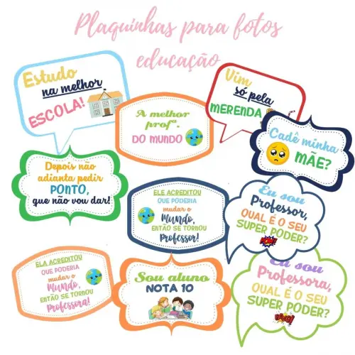 Kit Plaquinhas para Selfie Escolar (arquivo Pdf)