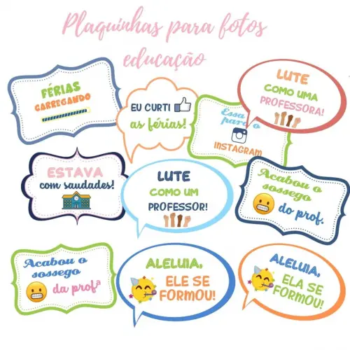 Kit Plaquinhas para Selfie Escolar (arquivo Pdf)