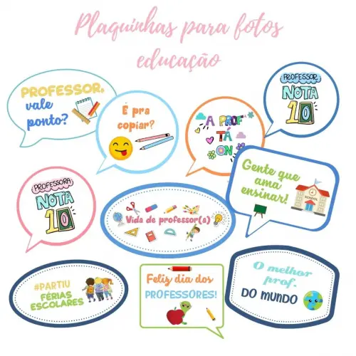 Kit Plaquinhas para Selfie Escolar (arquivo Pdf)