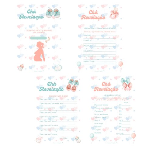 Kit brincadeiras Chá de bebê Revelação (Arquivo PDF)