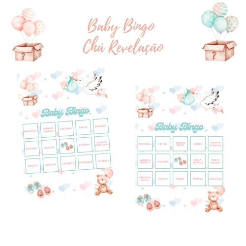 Baby Bingo Chá Revelação - 60 cartelas (PDF)