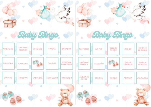 Baby Bingo Chá Revelação - 60 cartelas (PDF)