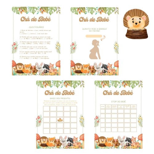 Kit brincadeiras Chá de bebê Animais no Bosque (PDF)