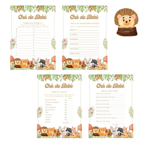 Kit brincadeiras Chá de bebê Animais no Bosque (PDF)