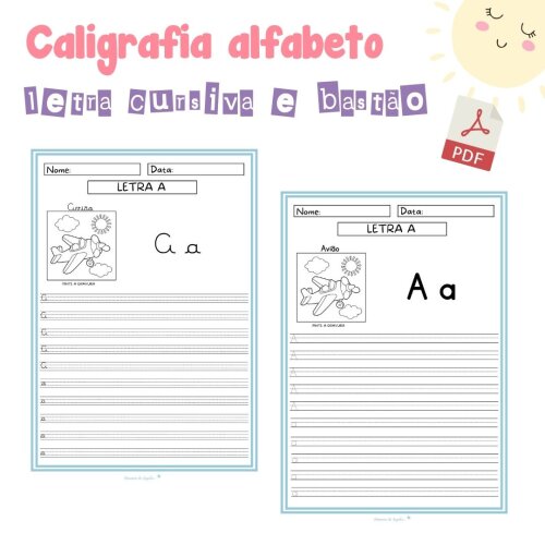 Caligrafia Alfabeto letra cursiva e bastão (PDF)