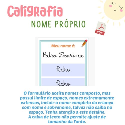 Caligrafia Nome Próprio (pdf editável escrita do nome)