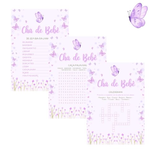Kit brincadeiras Chá de bebê Borboletas (PDF)