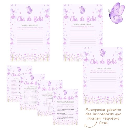 Kit brincadeiras Chá de bebê Borboletas (PDF)