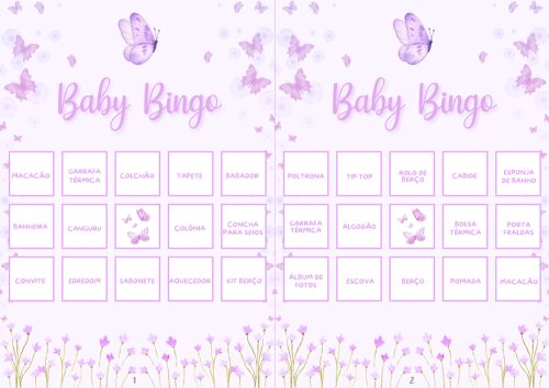 Baby Bingo Borboletas - 60 cartelas (PDF)