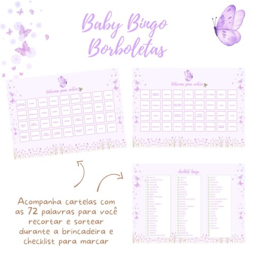 Baby Bingo Borboletas - 60 cartelas (PDF)