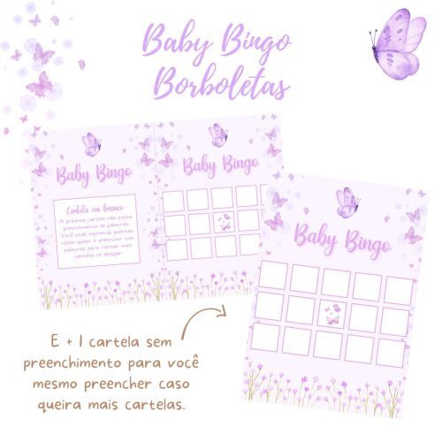 Baby Bingo Borboletas - 60 cartelas (PDF)