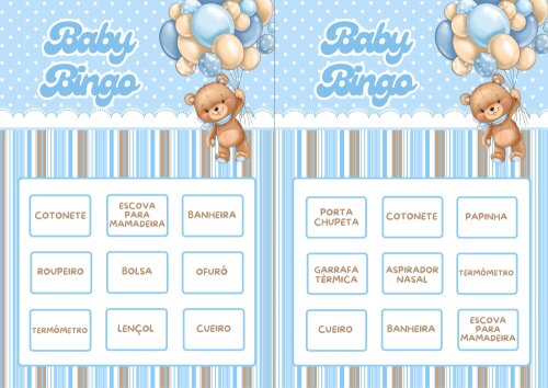 Baby Bingo Ursinho Balão - Azul (100 cartelas) - PDF