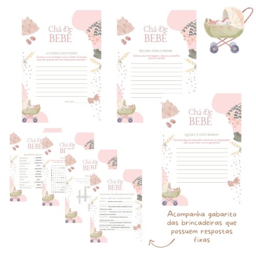 Kit brincadeiras Chá de bebê Vintage (PDF)
