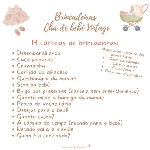 Kit brincadeiras Chá de bebê Vintage (PDF)