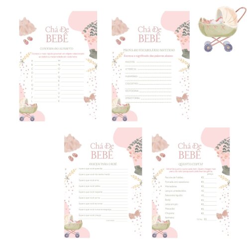 Kit brincadeiras Chá de bebê Vintage (PDF)